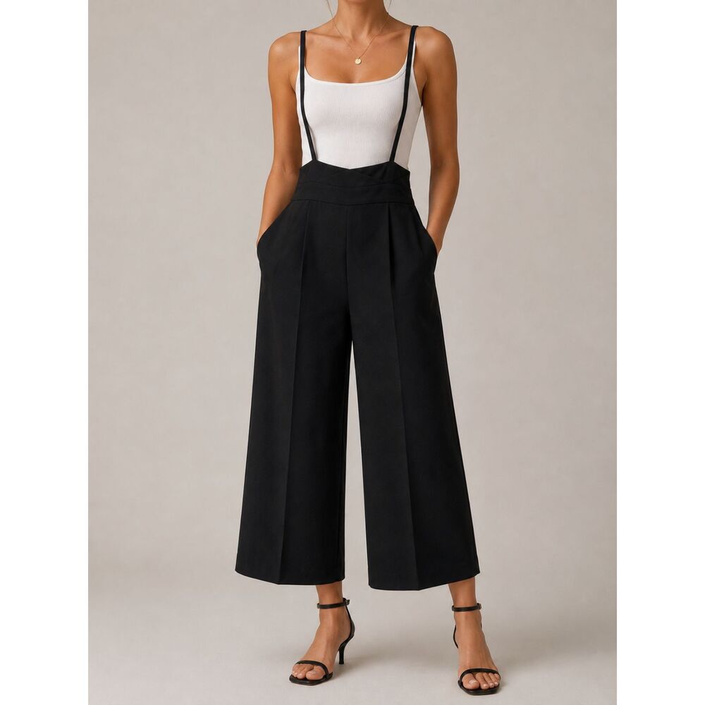 Hayden Los Angeles Black Wide Leg Jumpsuit Romper Medium Minimal Chic NWT
